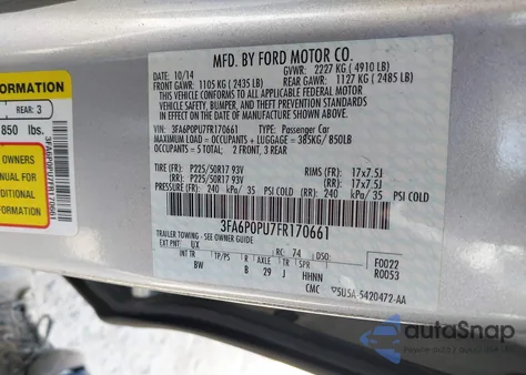2015 Ford Fusion Energi Se Luxury из США, поврежденный, VIN 3FA6P0PU7FR170661